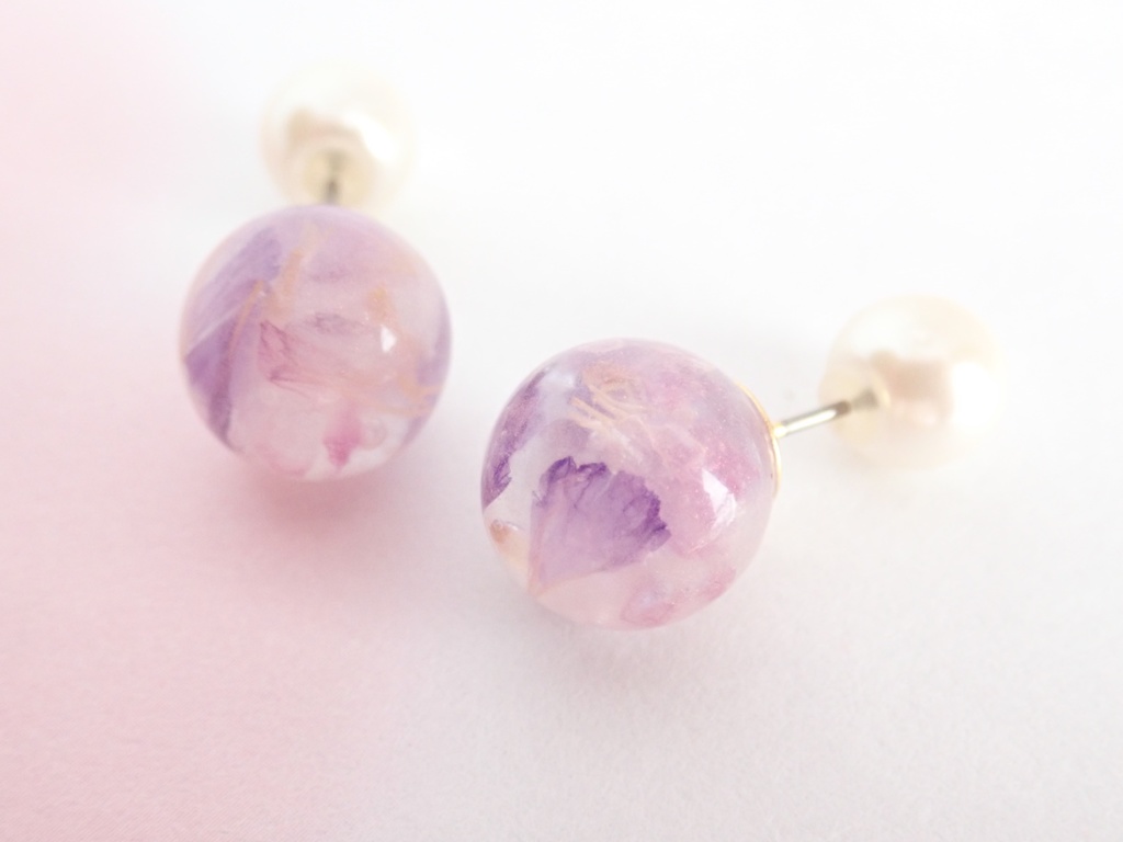 パールピンク色 キラキラ ピアス