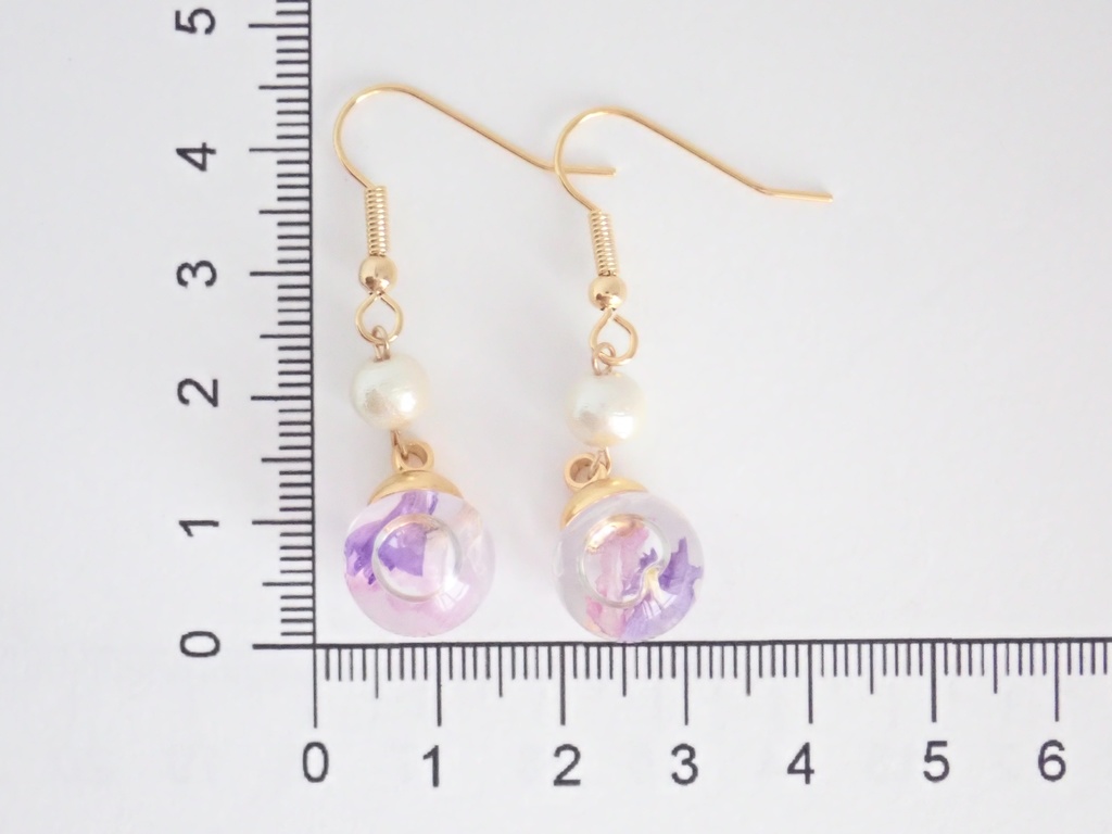 スターチス ハーバリウム ピアス パープル✕ピンク