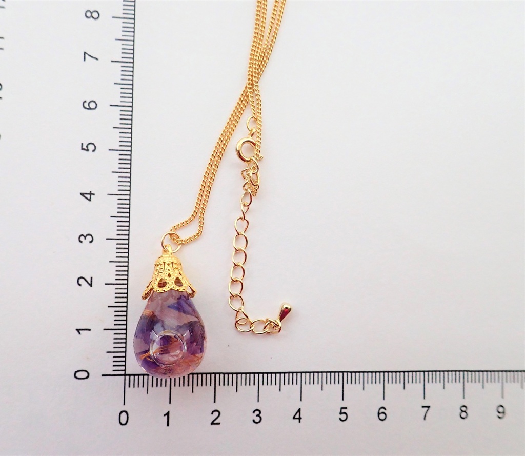 スターチスの雫 ハーバリウム ネックレス パープル✕ピンク