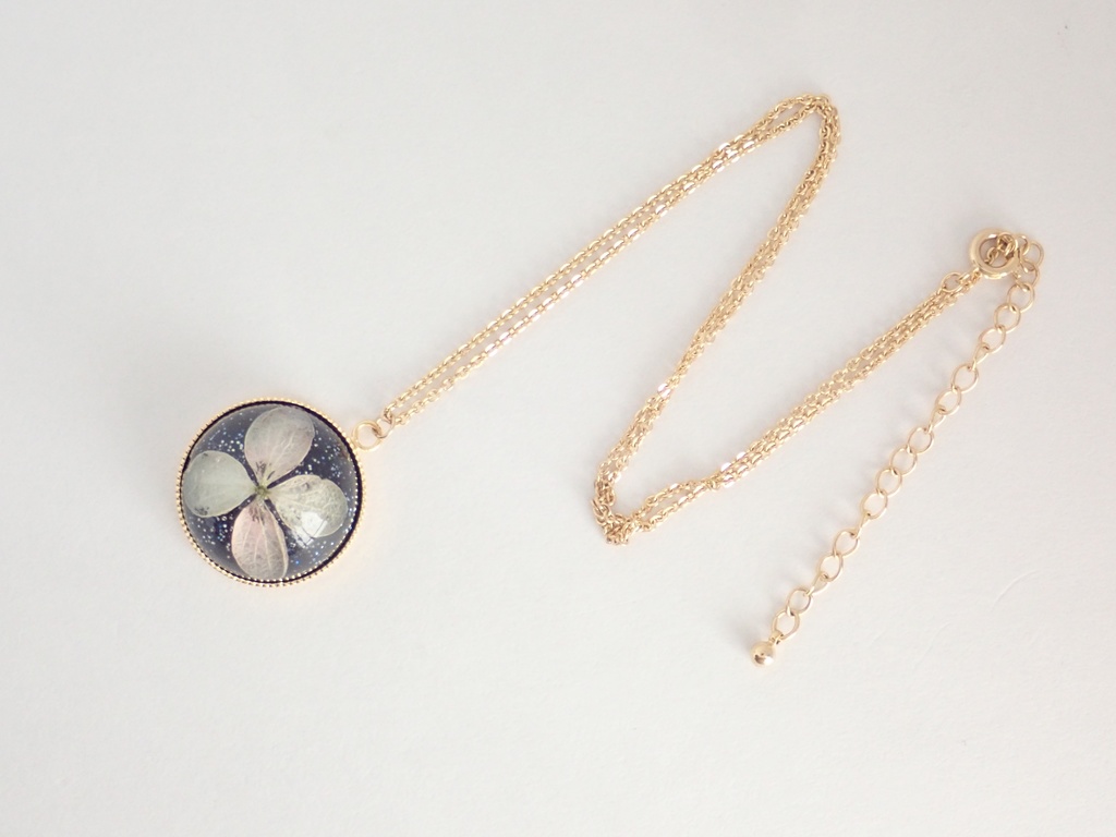 夜空 紫陽花 半球 ネックレス