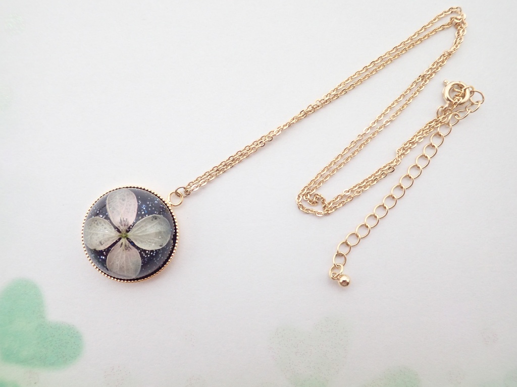 夜空 紫陽花 半球 ネックレス