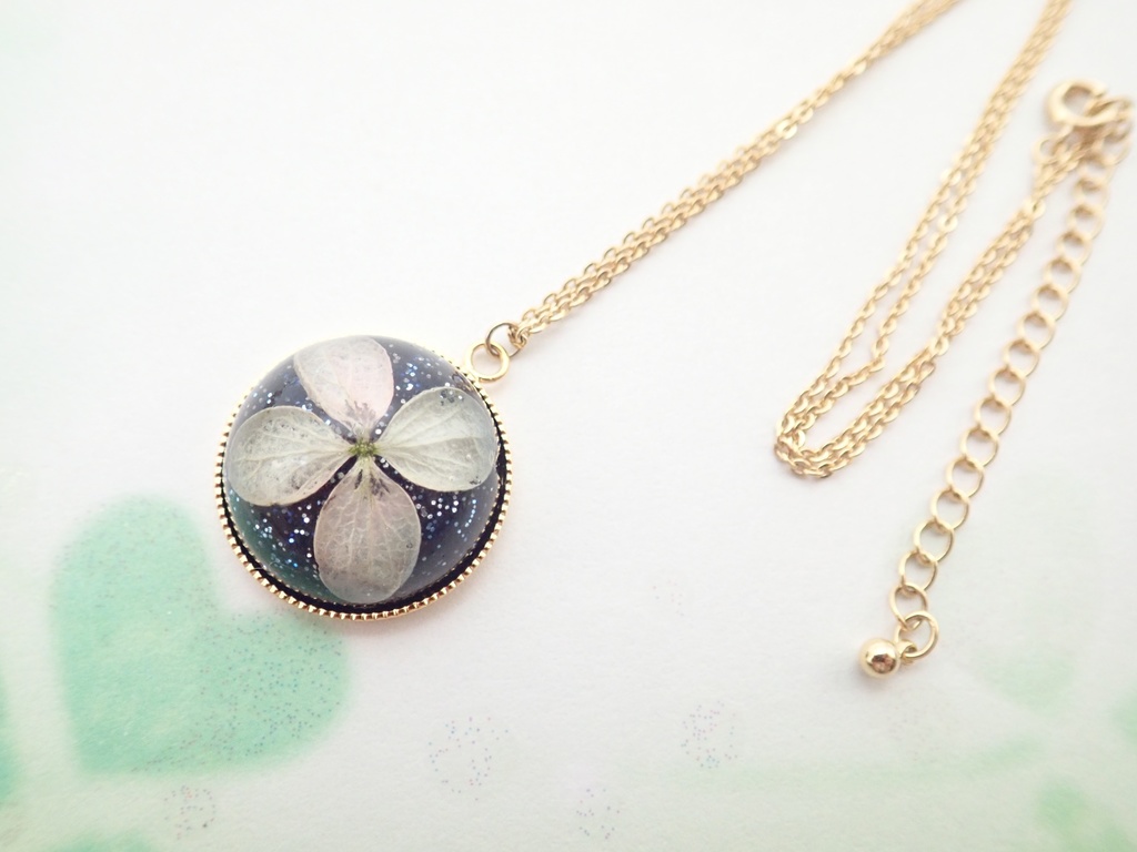 夜空 紫陽花 半球 ネックレス