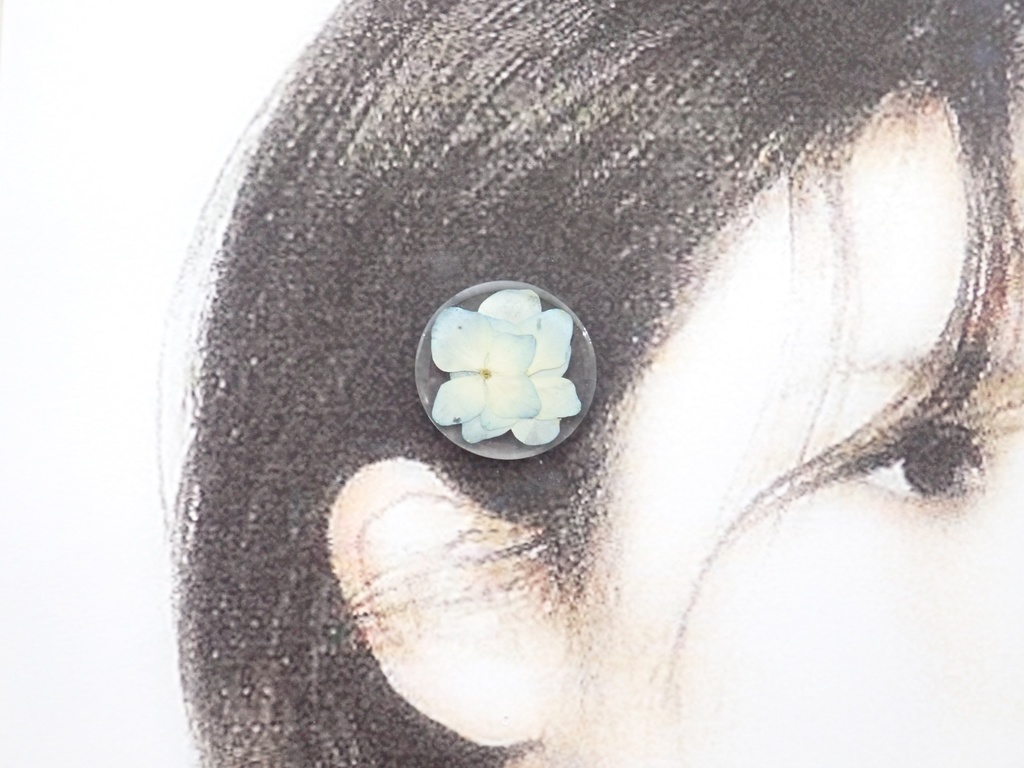 パステルブルー あじさい ヘアゴム