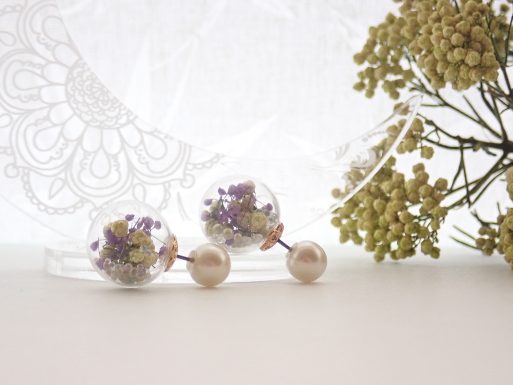 小花咲く パールキャッチ ピアス