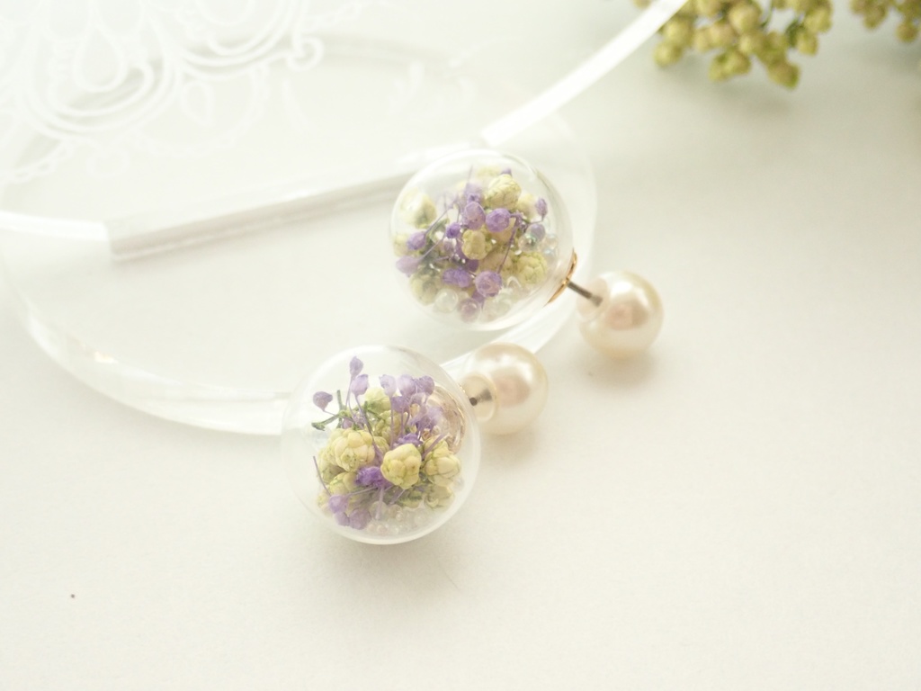 小花咲く パールキャッチ ピアス