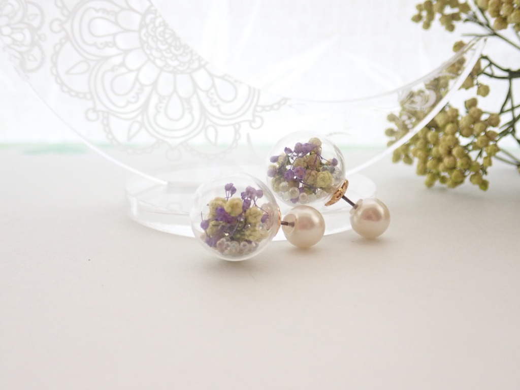 小花咲く パールキャッチ ピアス