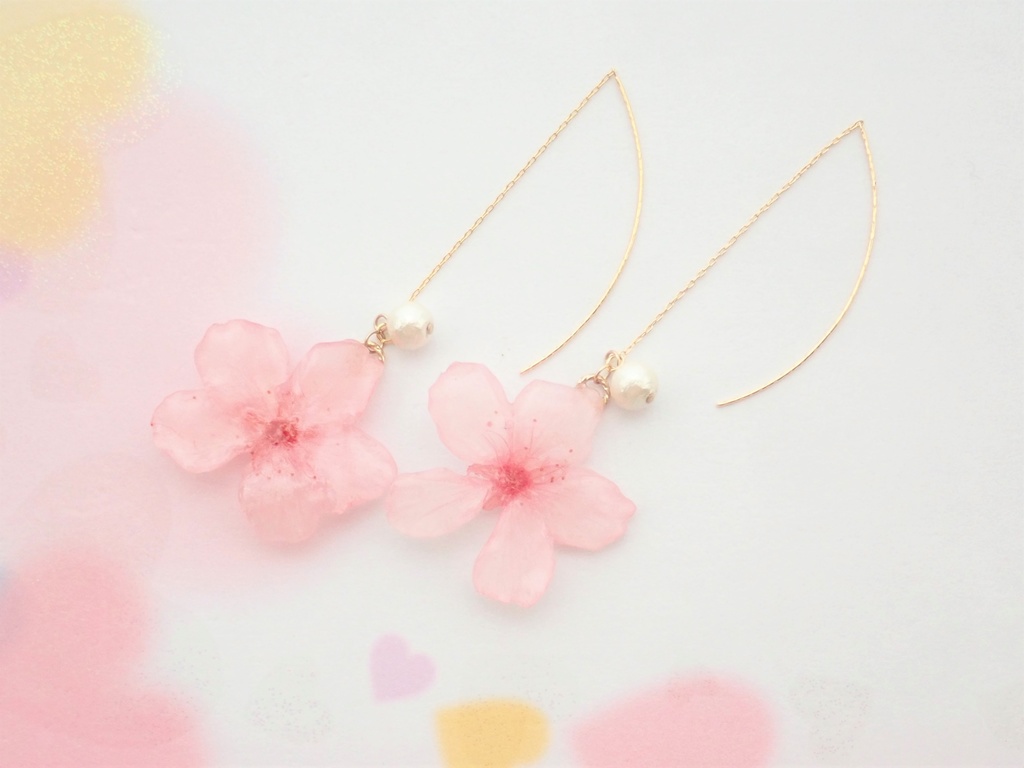 本物の櫻✕コットンパール アメリカンピアス