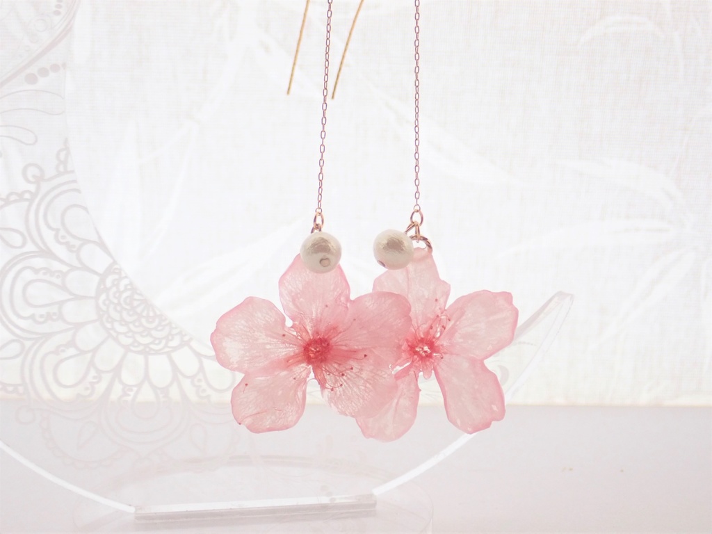 本物の櫻✕コットンパール アメリカンピアス