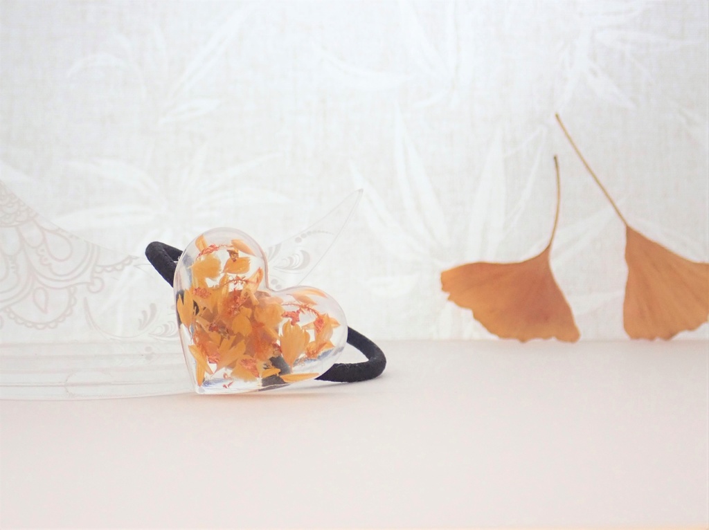 イチョウ黄金 ハートヘアゴム