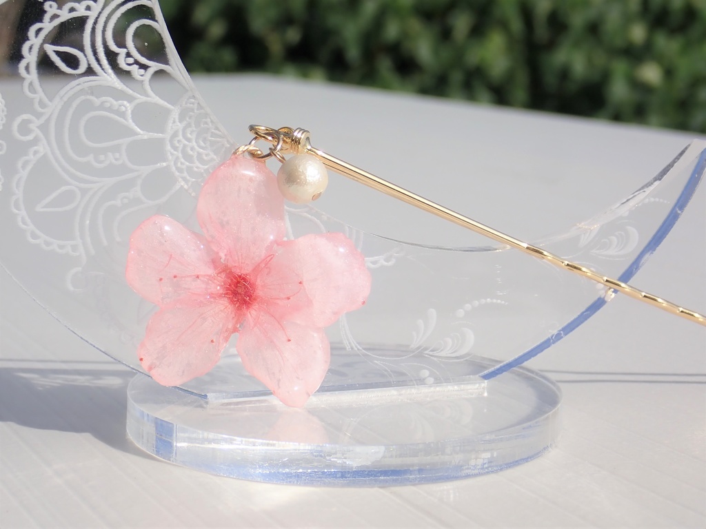 本物の桜 コットンパール かんざし