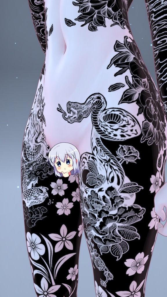 🐉BlackOut Dragon And Snake Moe Tattoo 「萌」/ ブラックアウトドラゴンとスネークの萌えタトゥー🐍