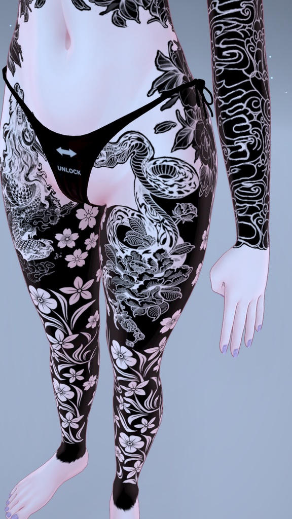 🐉BlackOut Dragon And Snake Moe Tattoo 「萌」/ ブラックアウトドラゴンとスネークの萌えタトゥー🐍