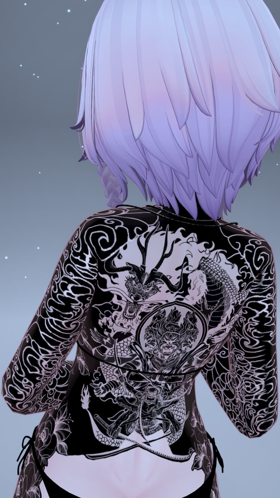 🐉BlackOut Dragon And Snake Moe Tattoo 「萌」/ ブラックアウトドラゴンとスネークの萌えタトゥー🐍