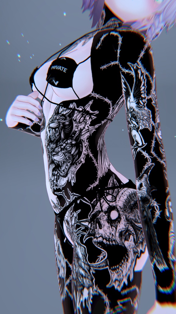 👺 Half Devil Half Angel Moe Tattoo「萌」 / 半悪魔半天使 萌えタトゥー😇