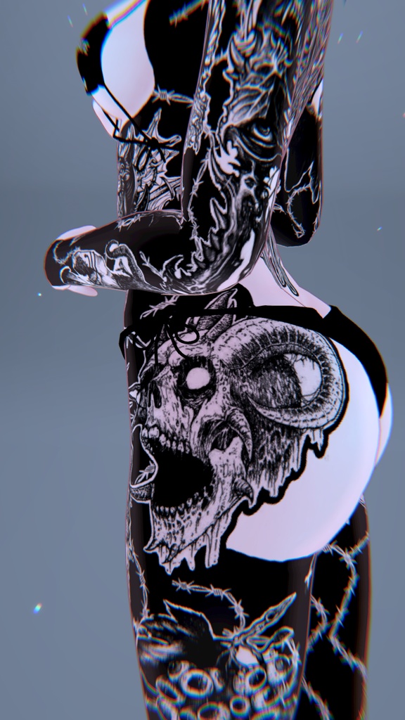 👺 Half Devil Half Angel Moe Tattoo「萌」 / 半悪魔半天使 萌えタトゥー😇