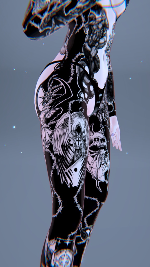 👺 Half Devil Half Angel Moe Tattoo「萌」 / 半悪魔半天使 萌えタトゥー😇