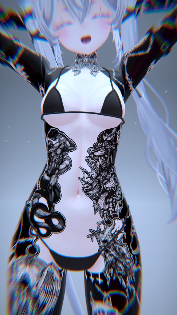 👺 Half Devil Half Angel Sio Tattoo / 半分悪魔半分天使 Sio タトゥー😇