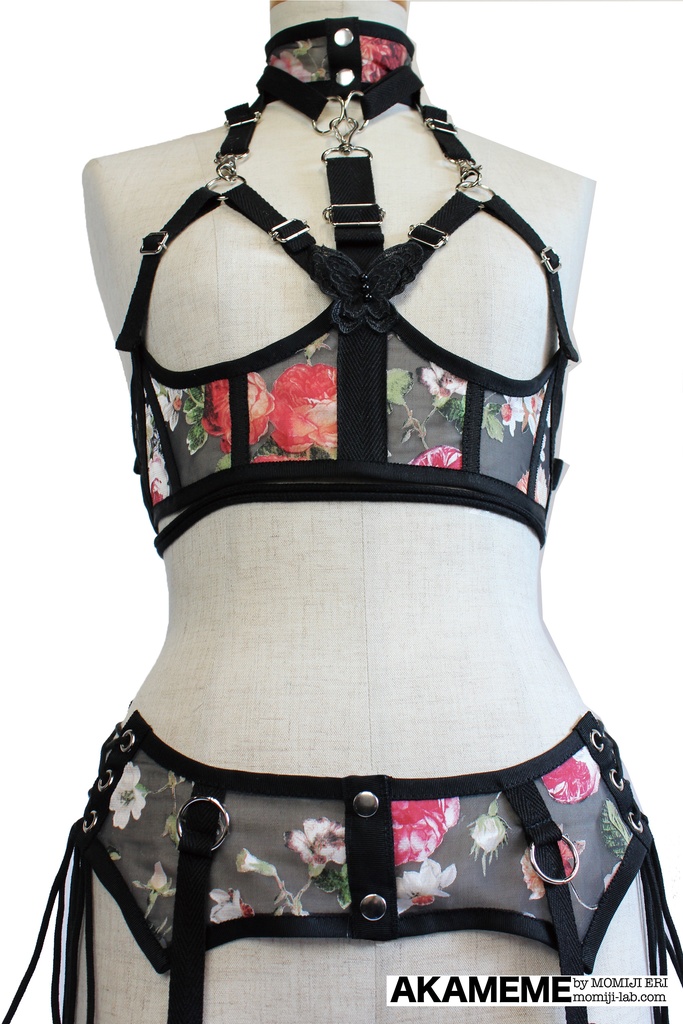 薔薇柄 〜Mサイズ〜ハーネスセット