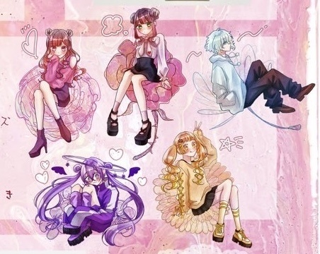 【ステッカーセット】花言葉とおんなのこ スマホに入るクリア5種セット