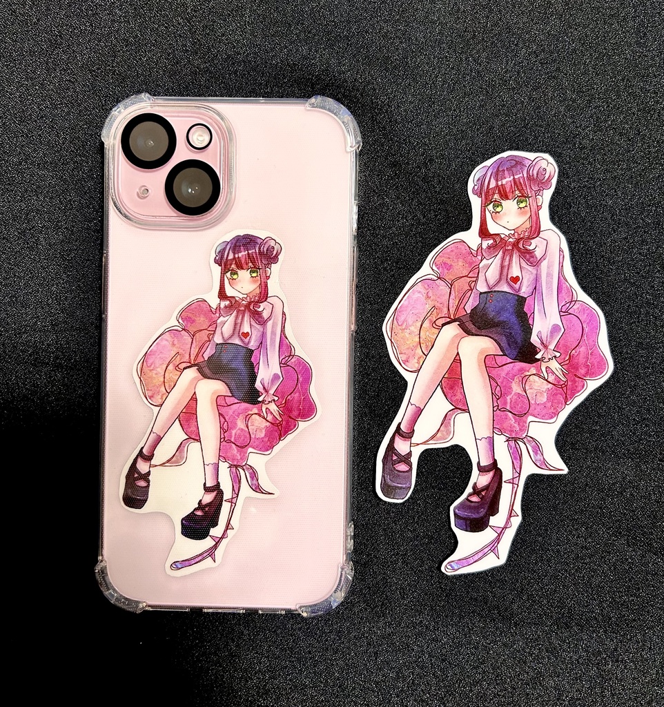 【ステッカーセット】花言葉とおんなのこ スマホに入るクリア5種セット