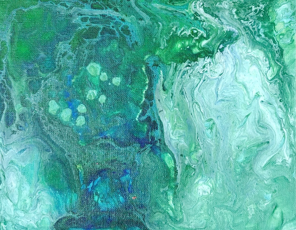 【原画】エメラルドの海【液体アート作品】