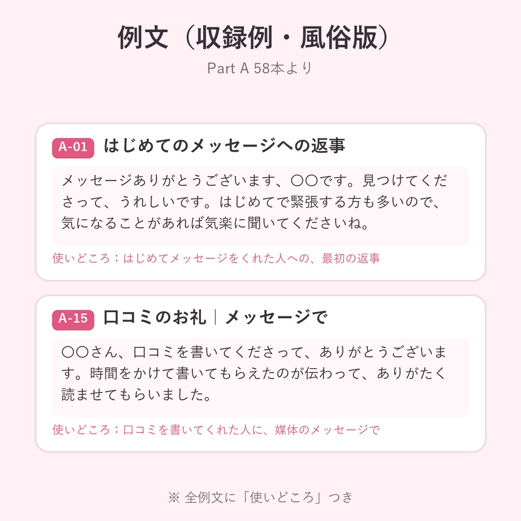 お客さんへのメッセージ 例文集【風俗版】口コミへのお礼・写メ日記・接客のひとこと/断り方