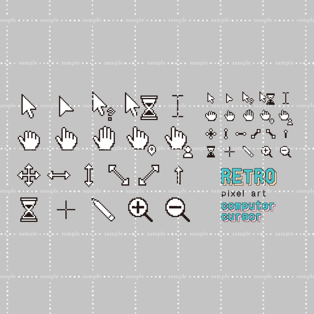 レトロPCデスクトップウィンドウUIセット アイコン・カーソル付き