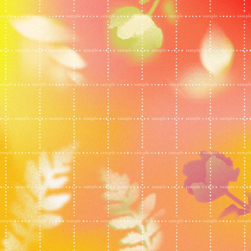 暖色フローラルグラデーション背景|ナチュラルな植物モチーフデザイン素材 高画質ベクター