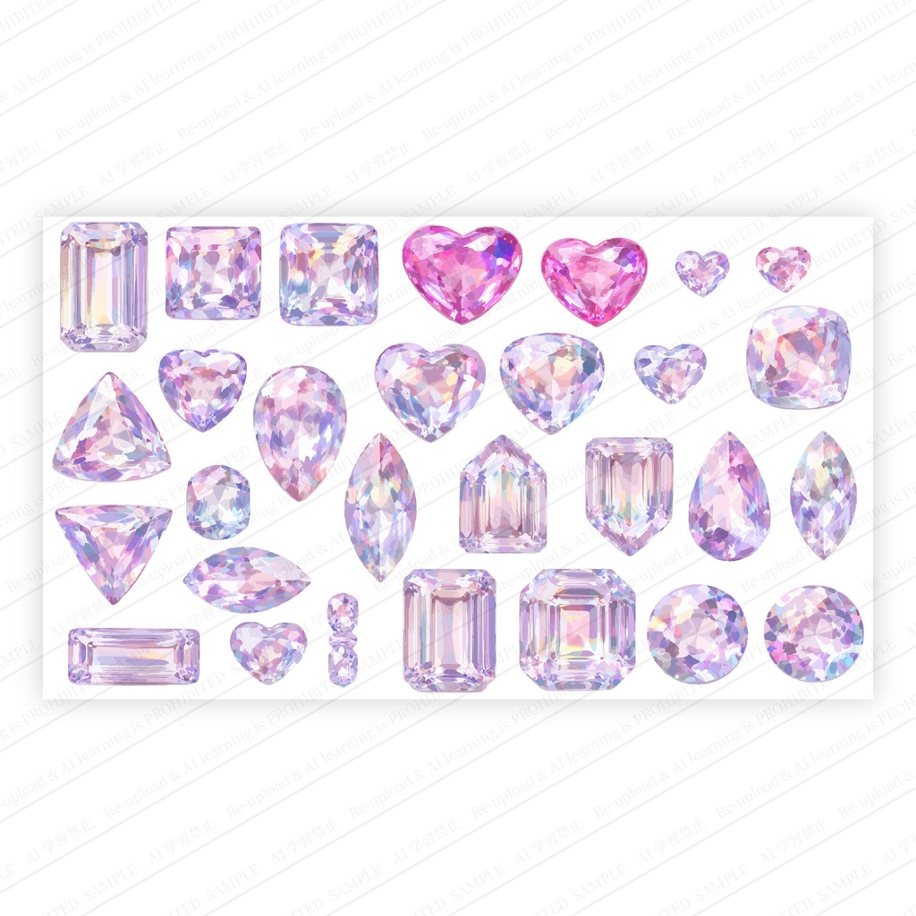パステルカラーの宝石カットセット かわいいジュエリー画像素材AI生成 高画質ベクター