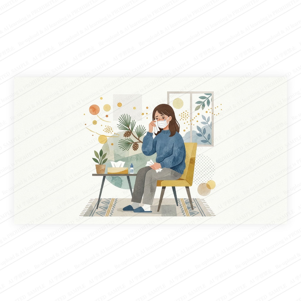 花粉症に悩む人物のイラスト画像素材 AI生成 高画質
