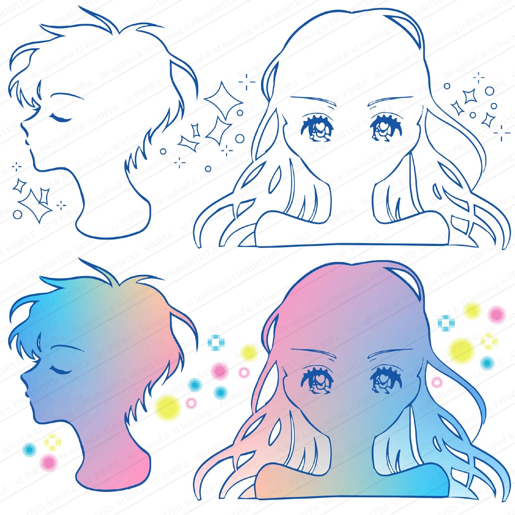 女の子向けアニメ風の魔法少女変身イラスト 高画質ベクター