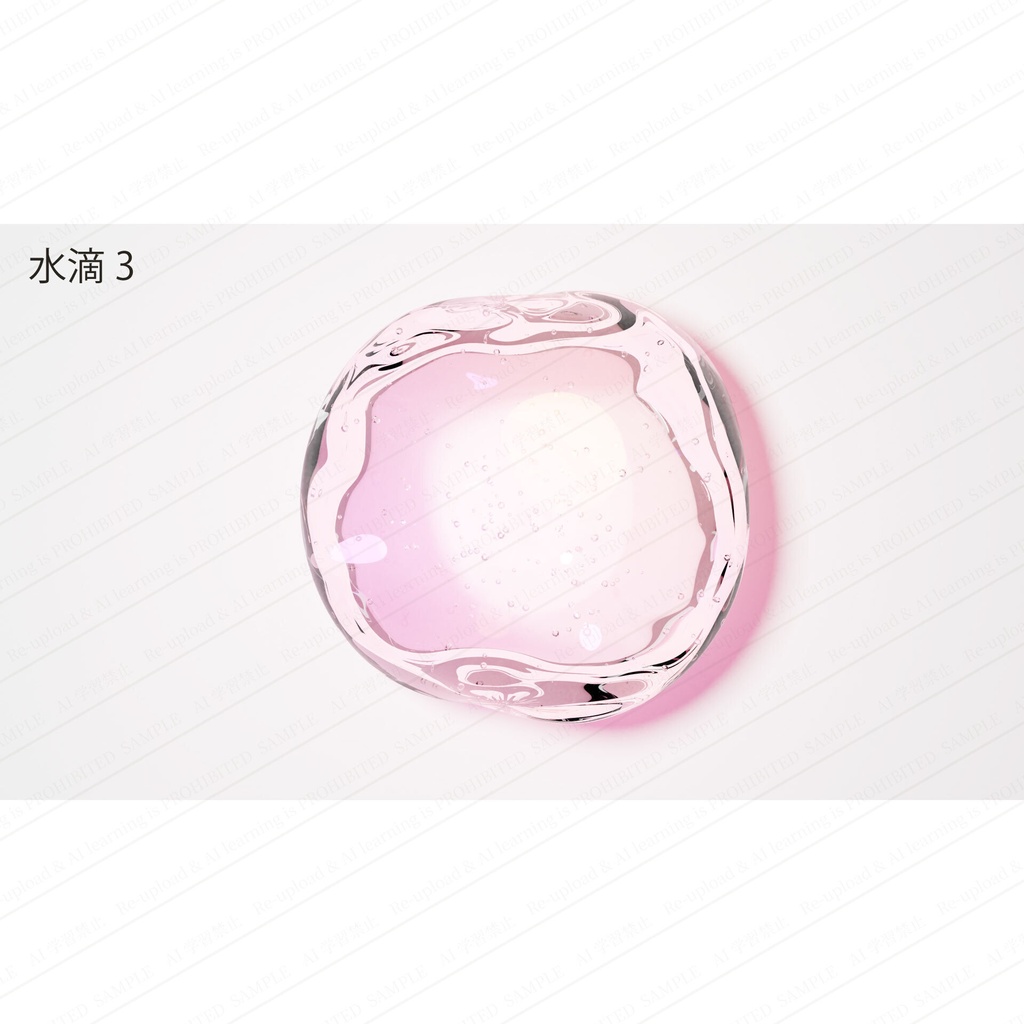 透明な水滴の3Dオブジェクト画像素材 高画質