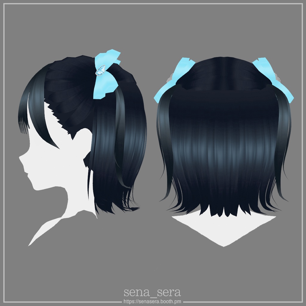 【VRoid】外はねハーフツインボブ