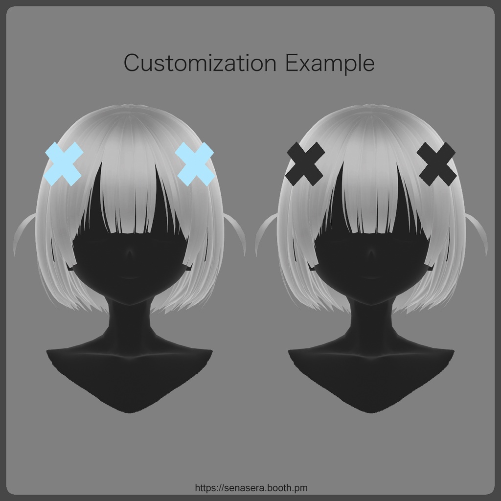 【VRoid】ばってんヘアクリップ / Cross Hair Clip