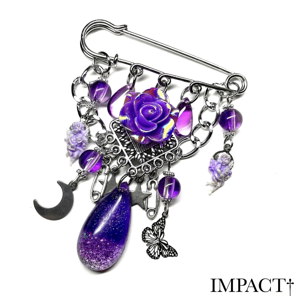 BB3 Gothic Roseピンブローチ〈ミッドナイトパープル〉