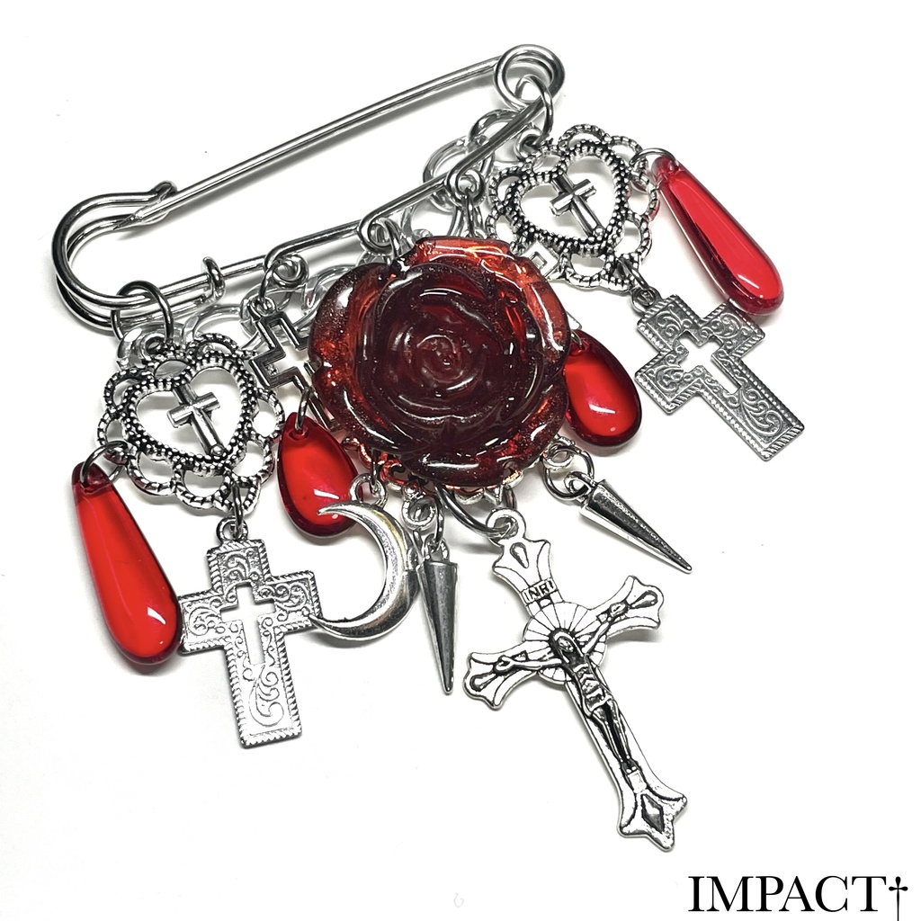 BB9 RED roseピンブローチ