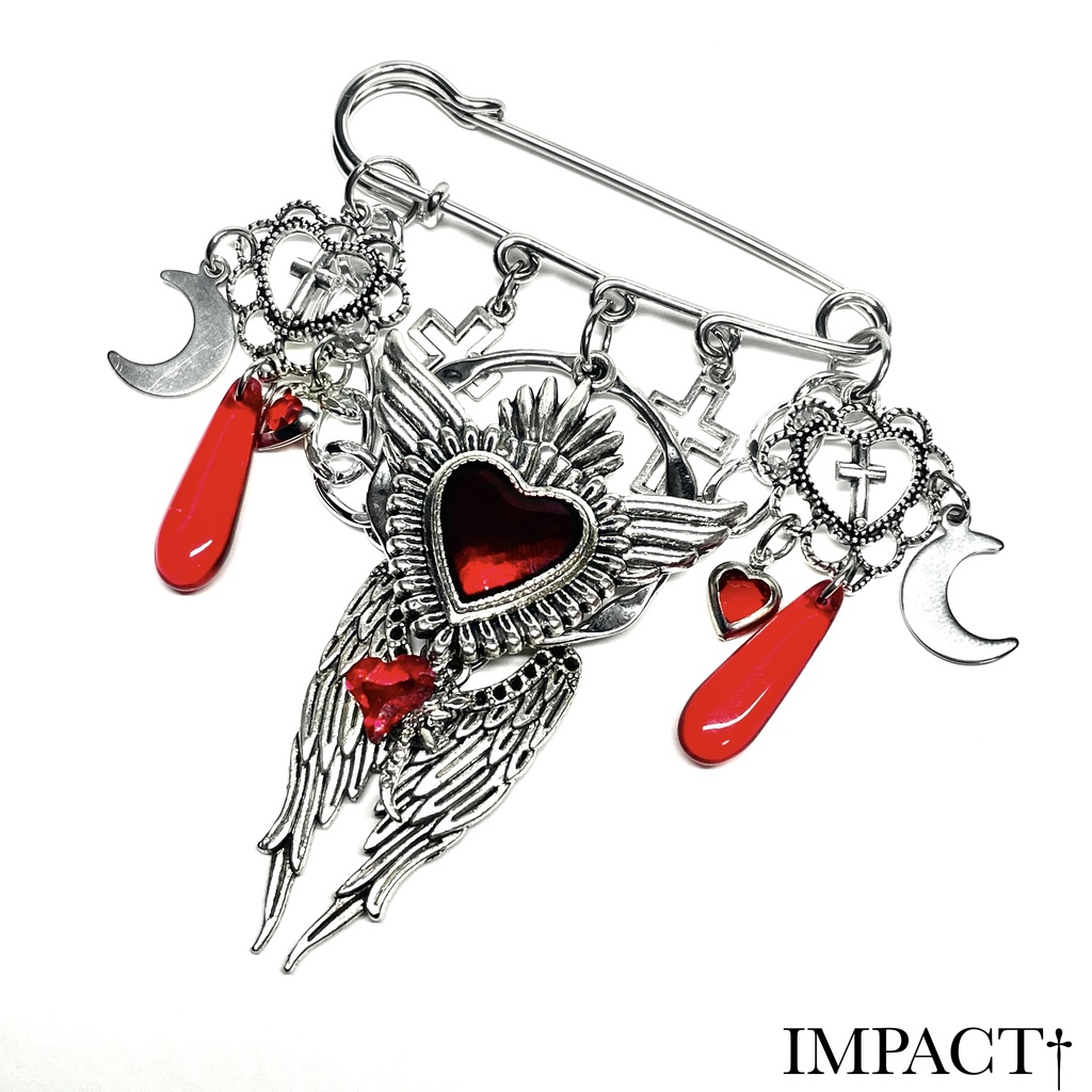 BB13 WING RED Heart ピンブローチ🥀