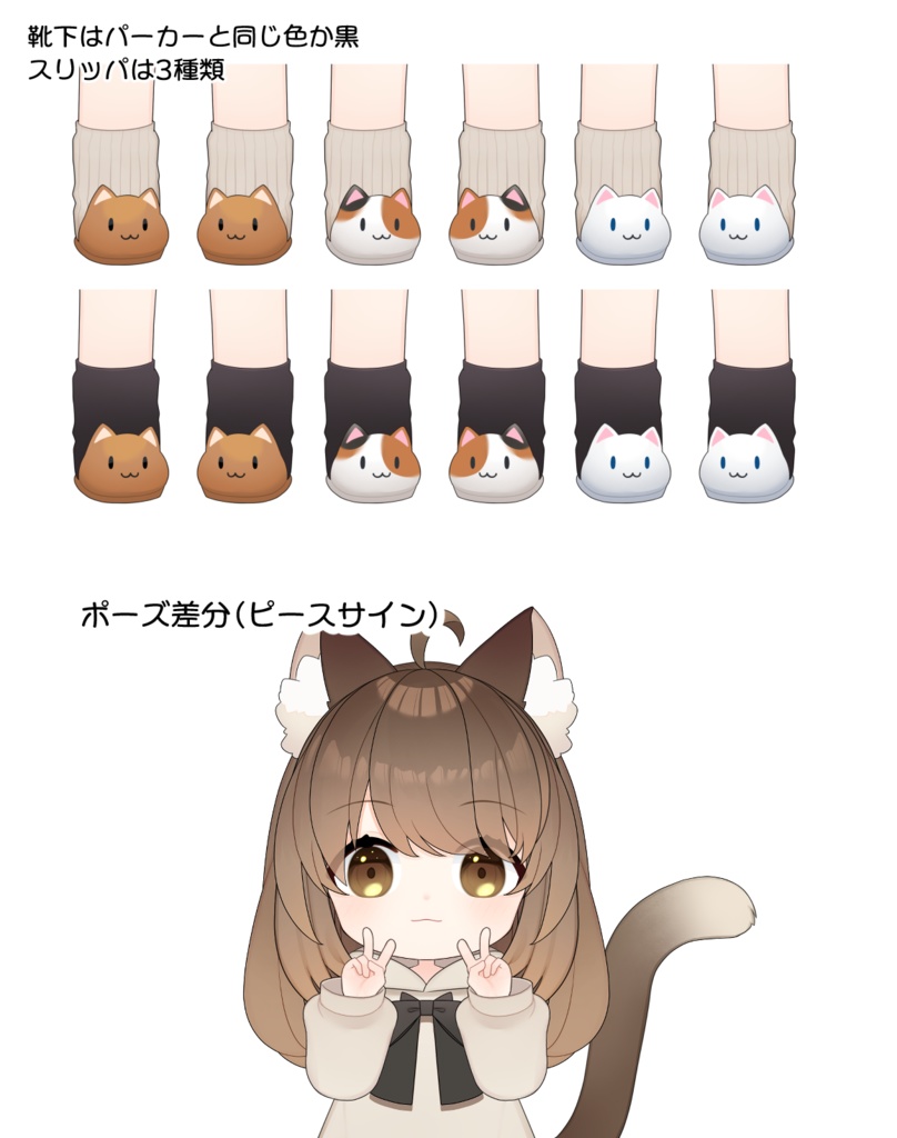 デフォルメ猫耳少女用の追加テクスチャ(Texture only)