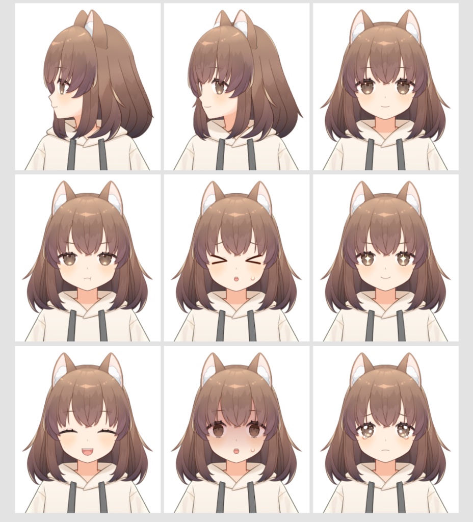 【Live2D】真横を向ける猫耳の少女【VTubeStudio用】