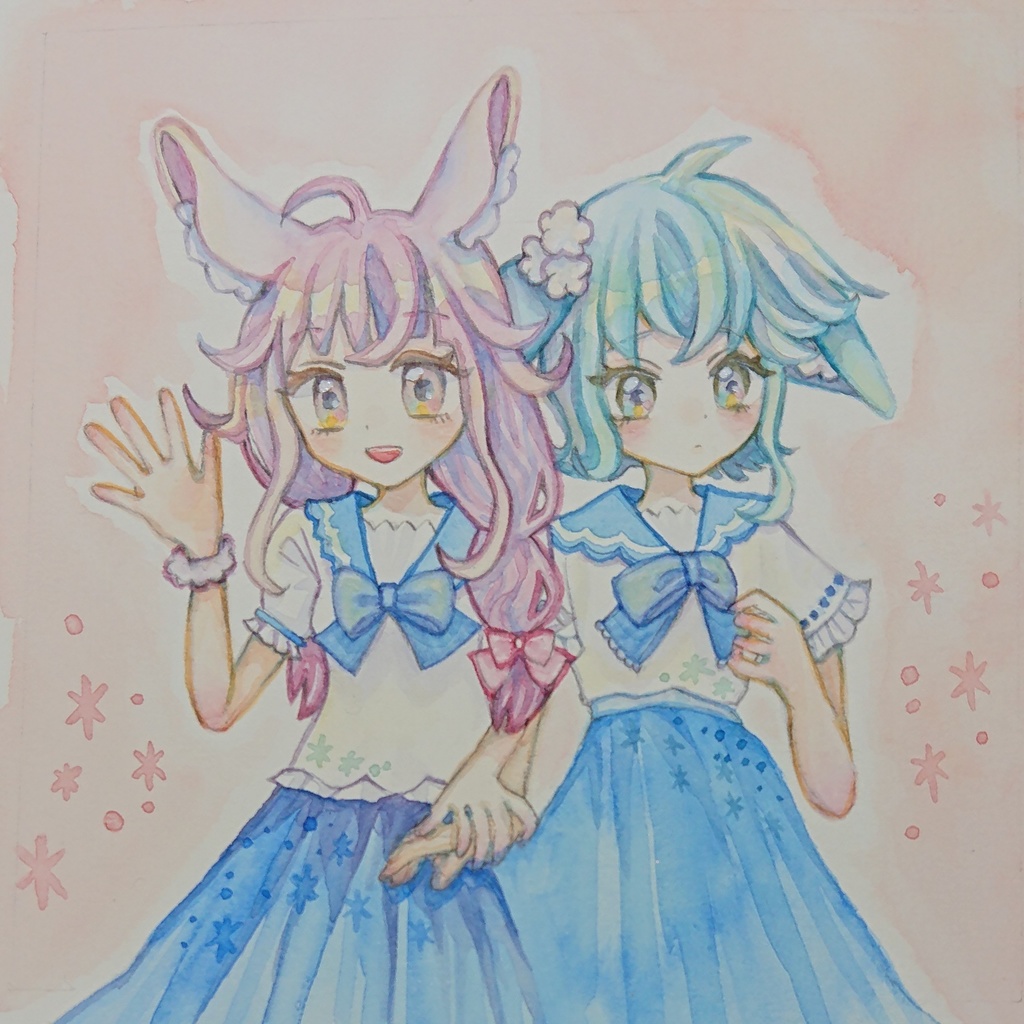 〔水彩原画〕うさぎさん/額あり