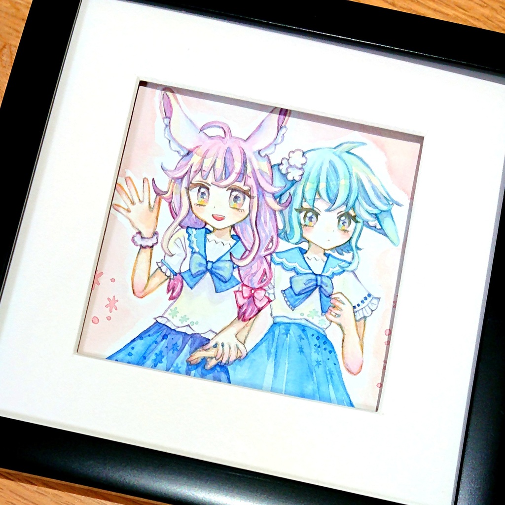 〔水彩原画〕うさぎさん/額あり