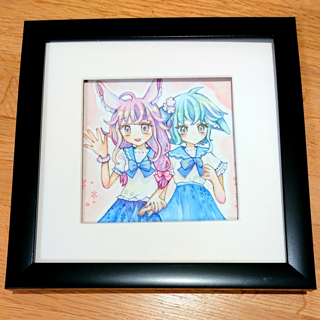 〔水彩原画〕うさぎさん/額あり