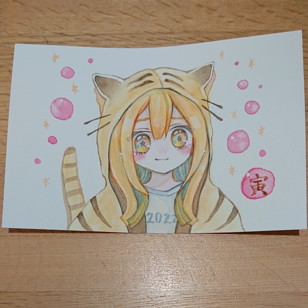 〔水彩原画〕とら耳パーカーちゃん☆
