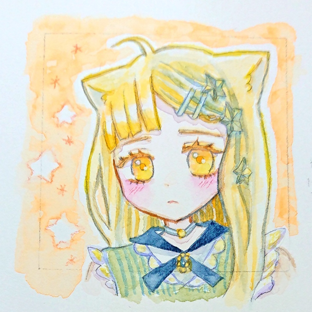 【ミニ原画】金髪の猫さん