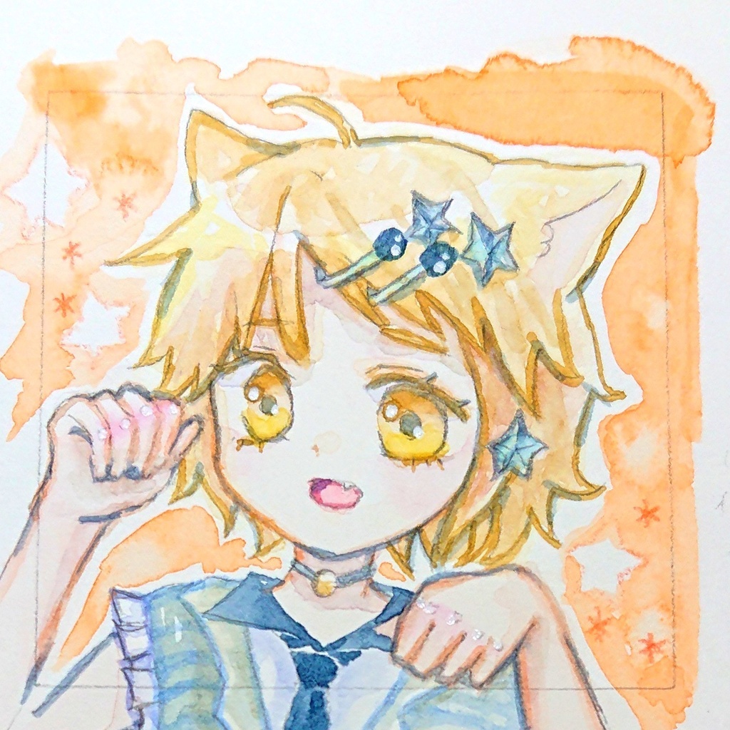 【ミニ原画】金髪の猫くん