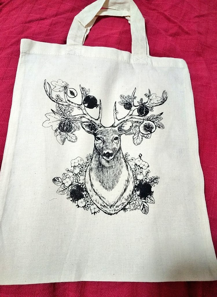 無花果と柘榴の角の鹿トート