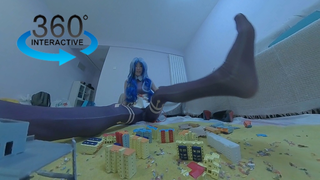 【VR360 ° 巨大娘】巨大仙獣の甘雨ちゃん・地球は私のおもちゃ箱 後編