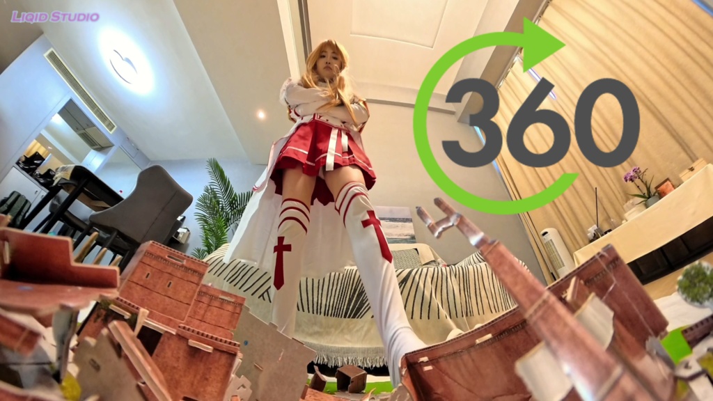 【VR360 ° 巨大娘】巨大明日奈ちゃん・ゲーム世界の小人の街を支配せよ!!(人気声優さんからの日本語音声) 中編