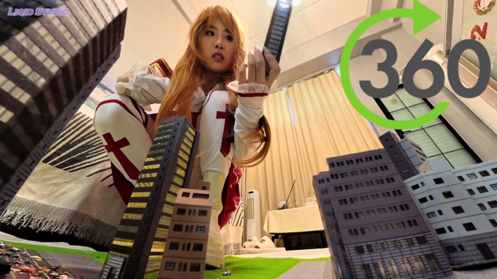 【VR360 ° 巨大娘】巨大明日奈ちゃん・ゲーム世界の小人の街を支配せよ！！（人気声優さんからの日本語音声）　後編