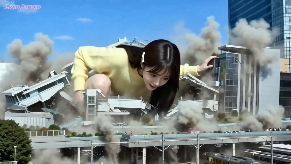 【AI 巨大娘】女神覚醒 ~美奈ちゃんの巨大化~(第1話:私は女神! 美奈の都市完全支配) (日本語音声)